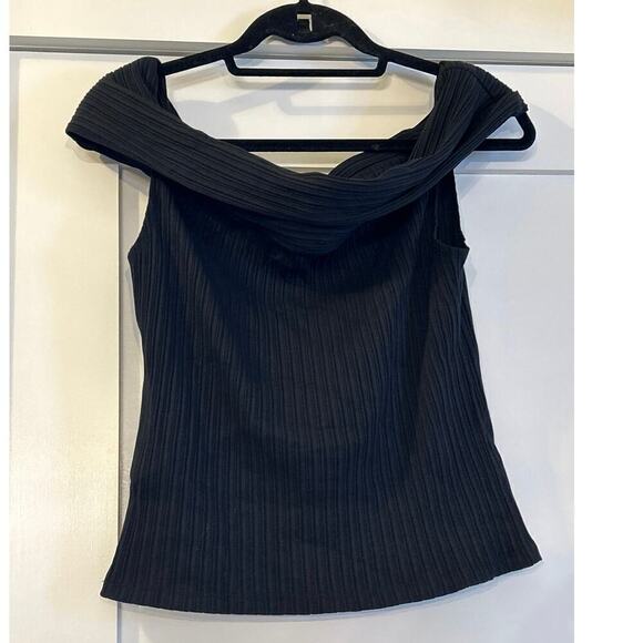 Madewell Ribbed Off-the-Shoulder Top Black Medium - Picture 4 of 5